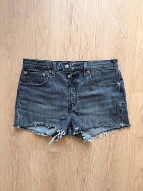 Levi's Black Frayed Cutoff Denim Shorts